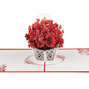 Red Heart Bloom Basket Pop-up Card