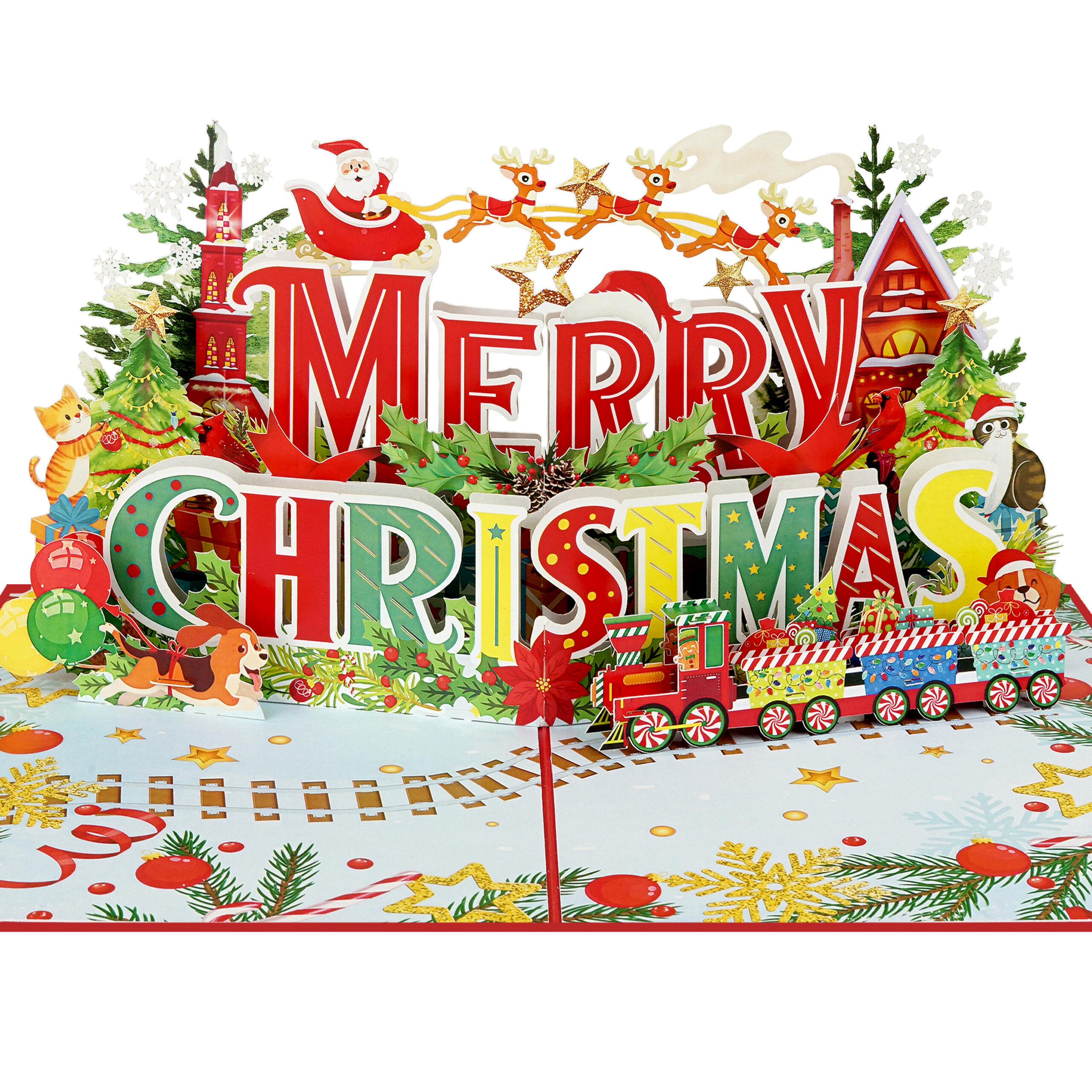 Colorful Merry Christmas Pop-up Card
