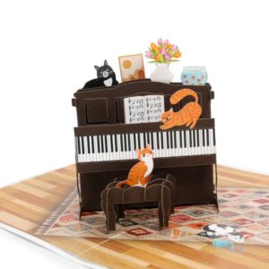 Piano with Cats Pop Up Card