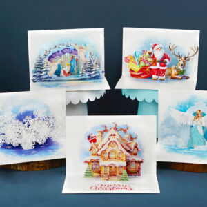 Merry Christmas Pop-up Card (blue set)
